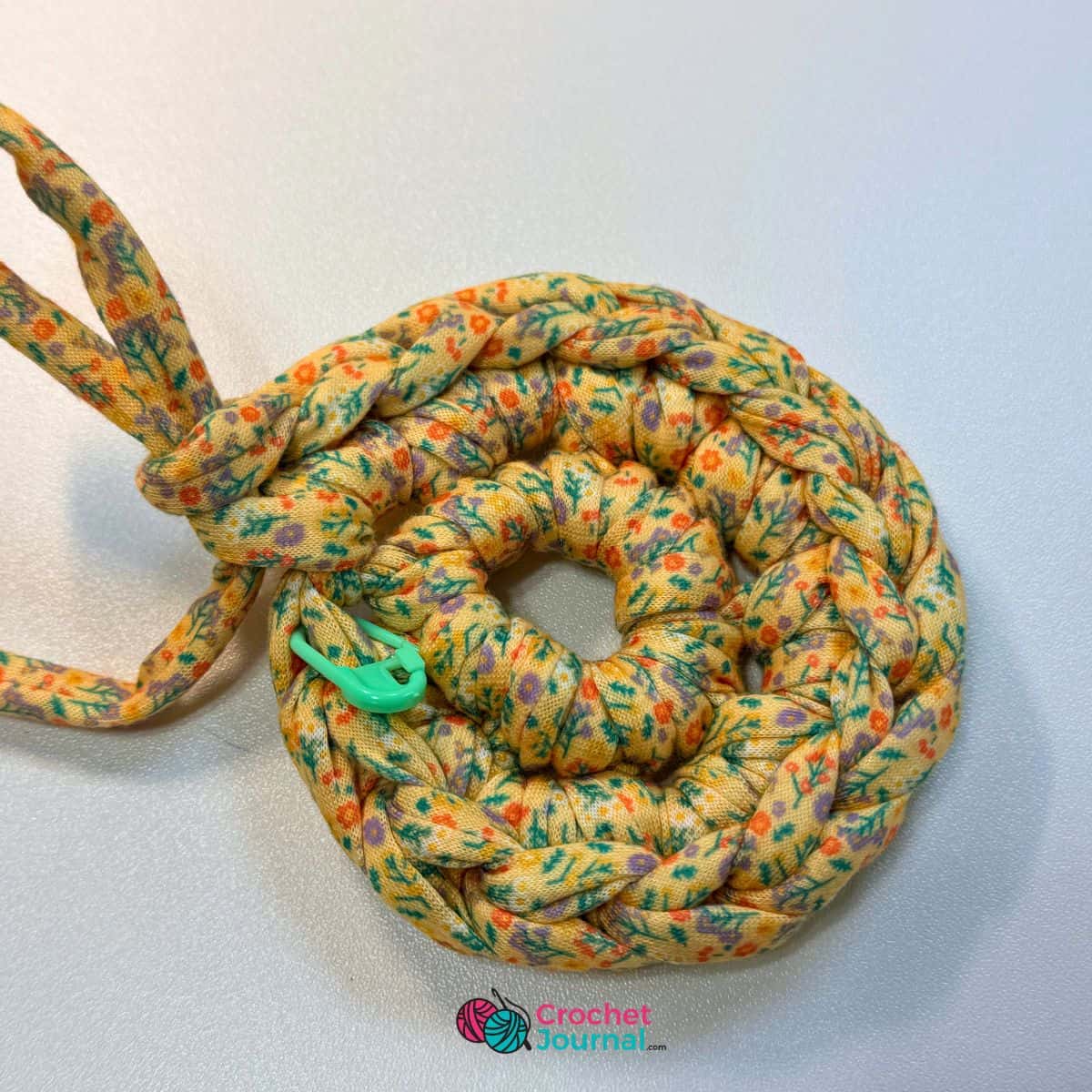 yellow fabric yarn for making a crochet basket